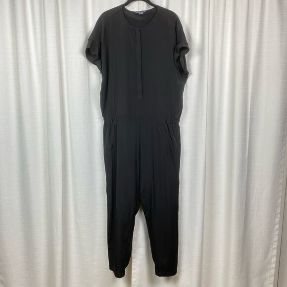 Vince Black Silk Short Sleeve Cropped Jumpsuit Sz.12 - Picture 5 of 16